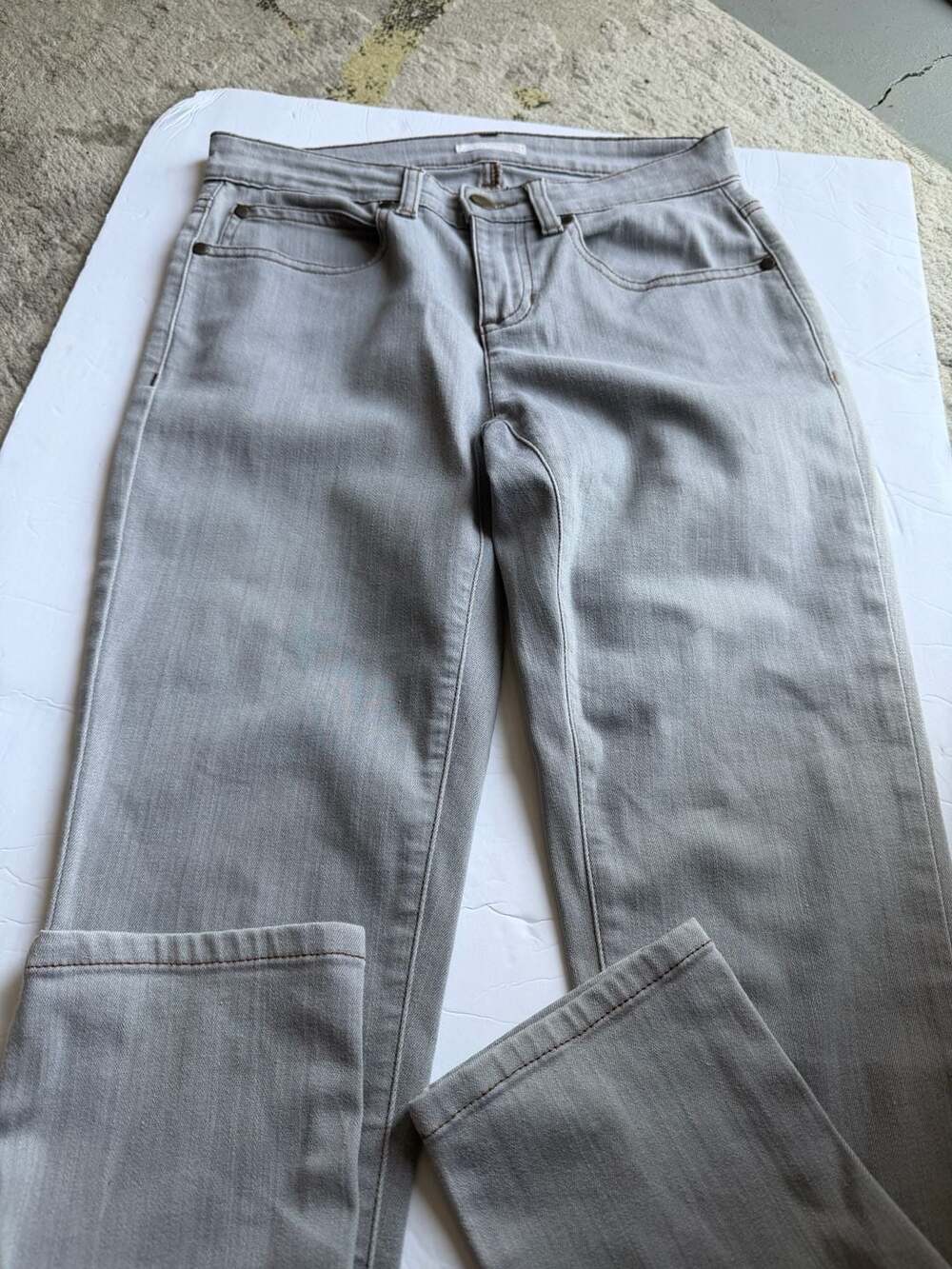 Eileen Fisher Petite Gray Mid-Rise Slim-Leg Denim Jeans